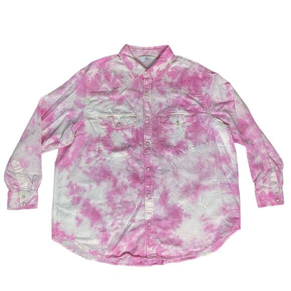 Pearl Button Up Tie Dye Denim Shirt - Picture 1 of 3